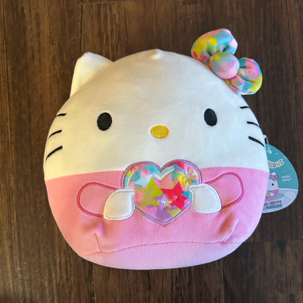 Hello Kitty Plush with Pink and Multicolor Bow